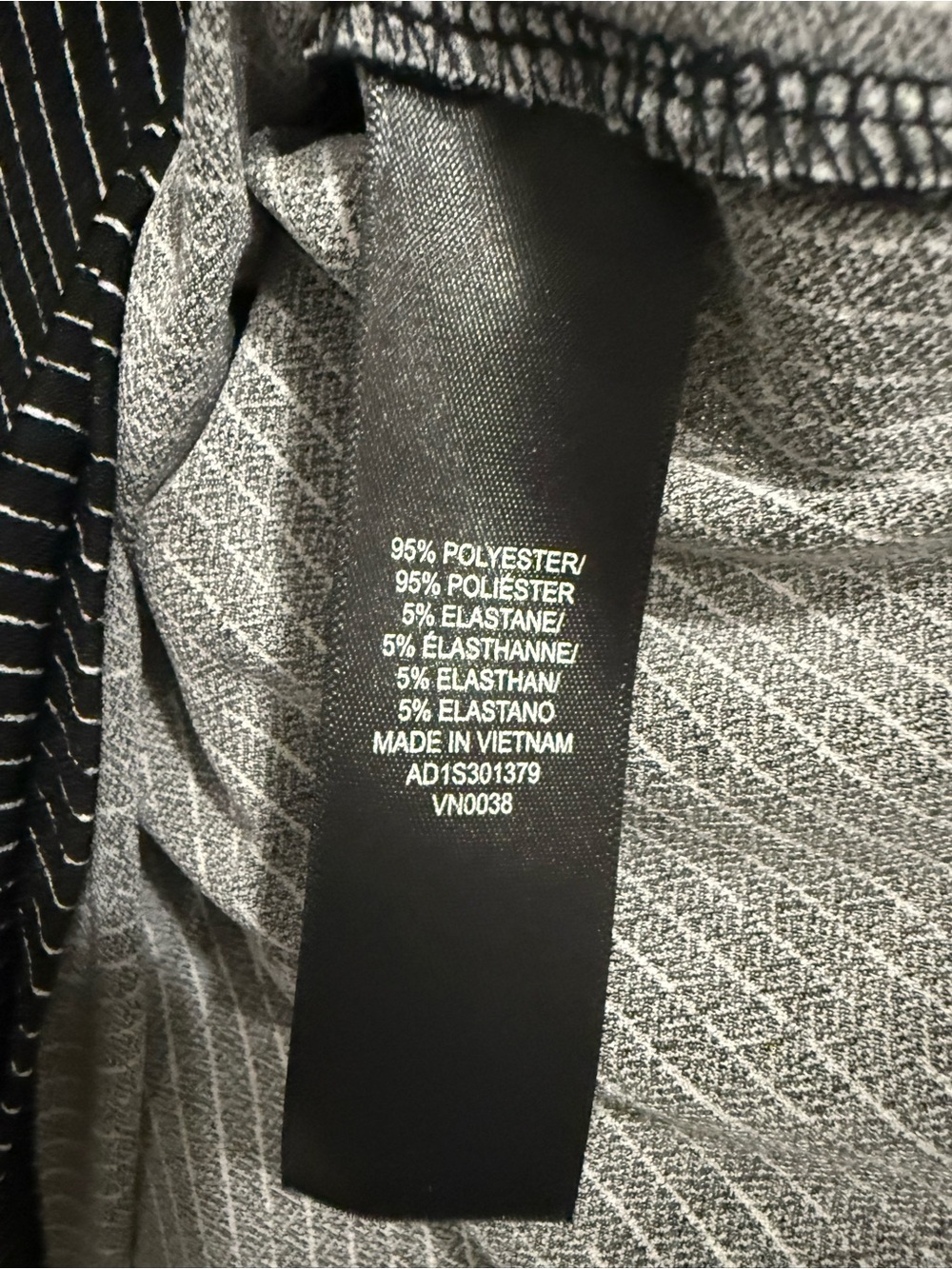 Adrianna Papell Black Pinstripe V-Neck Collared Shirt - Picture 3 of 5